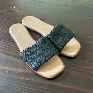 Madewell Black Sandals Leather Woven Mule Size 6.5